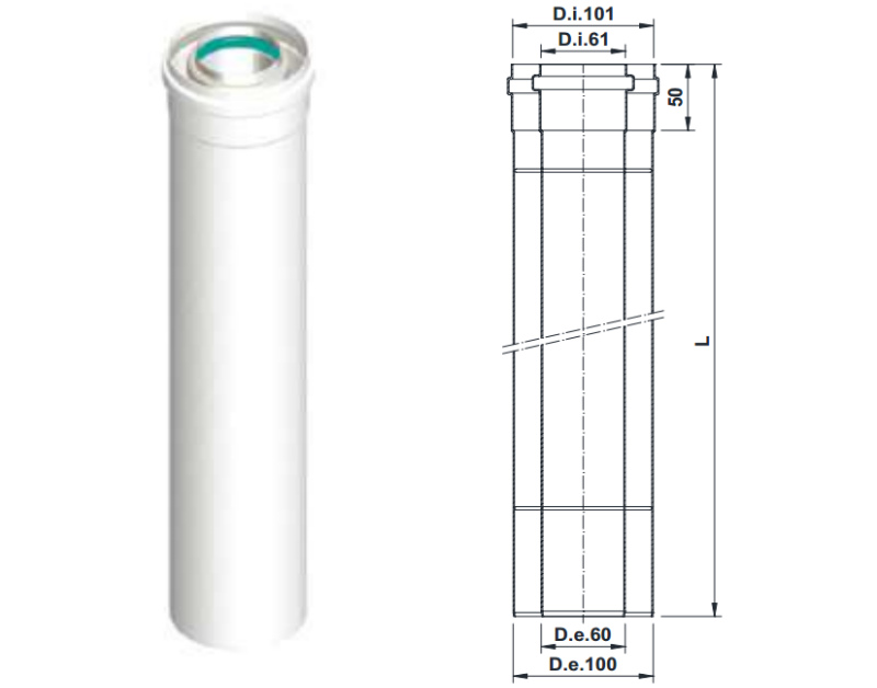 Труба коаксиальная Termica D60/100 0,5м (COP650) купить в Оренбурге
