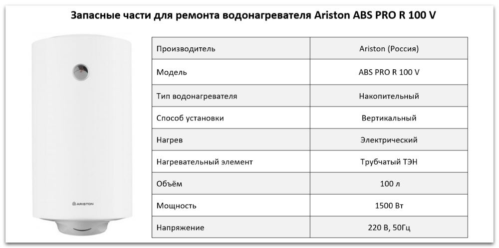 Купить запчасти Ariston ABS PRO R 100 V в Оренбурге
