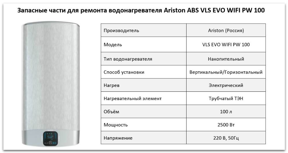 Купить запчасти Ariston ABS VLS EVO WIFI PW 100 в Оренбурге