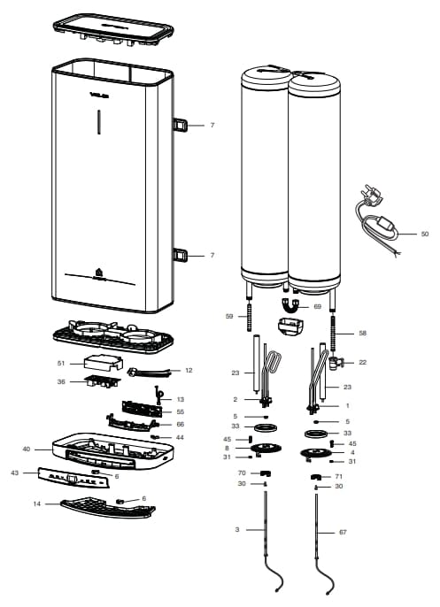 Запчасти Ariston VELIS LUX INOX POWER ABSE WIFI 30 купить в Оренбурге