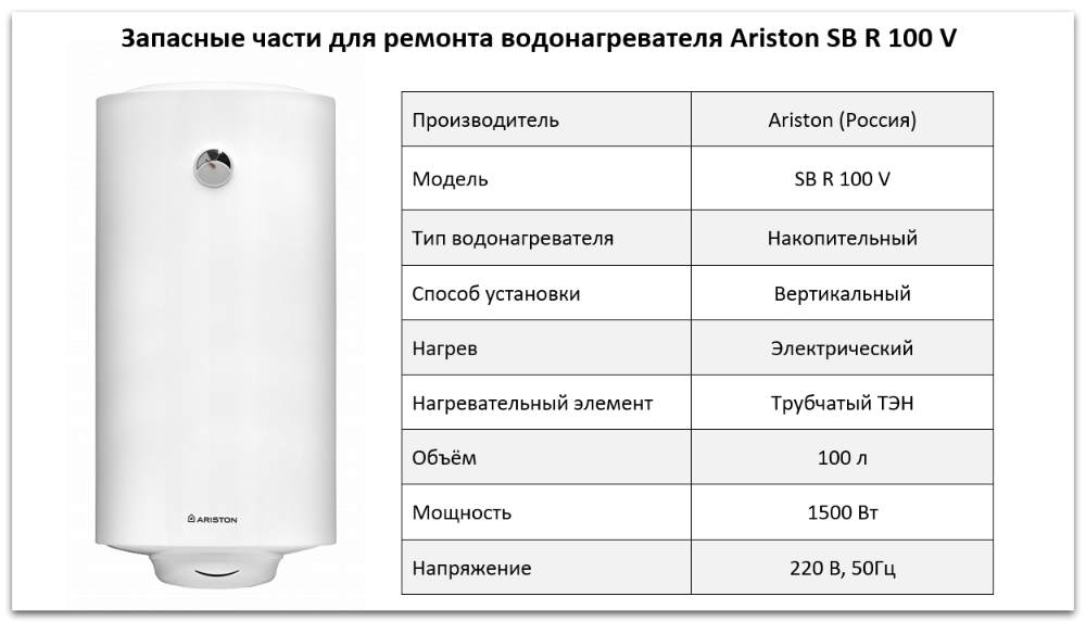 Купить запчасти Ariston SB R 100 V в Оренбурге
