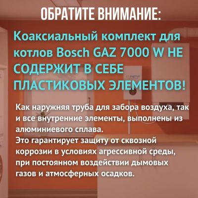 Дымоход для котла Bosch GAZ 7000 W любой мощности, комплект антилед (Китай) (DYMgaz7000w)
